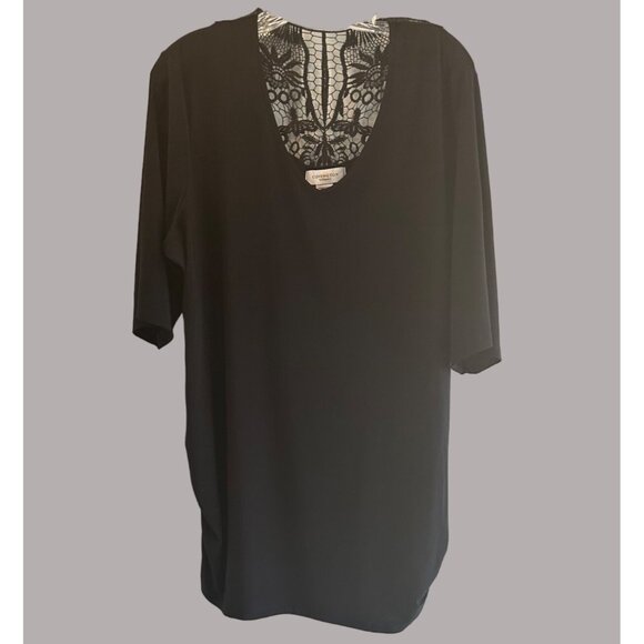 Covington Women's V-Neck Slip On Blouse Back Lace Black Size 2X - Picture 1 of 10
